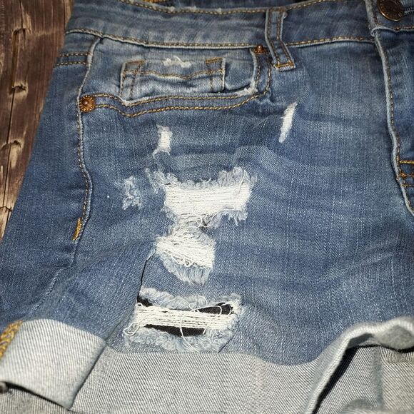 Aeropostale Light Blue Distressed Jean Shorts - Picture 8 of 14